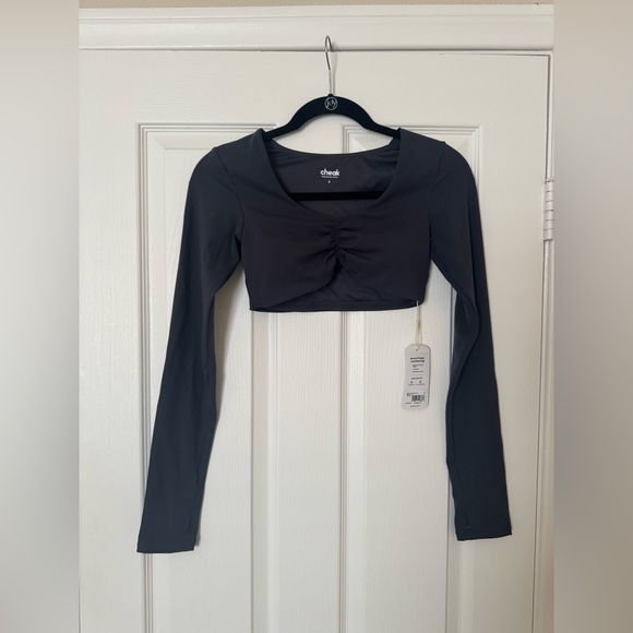 Cheak Baseflex Scrunch Padded Long Sleeve Top in Gun Metal Size S - Picture 2 of 9